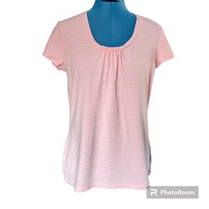 Liz Claiborne Pink/White Striped T Size M